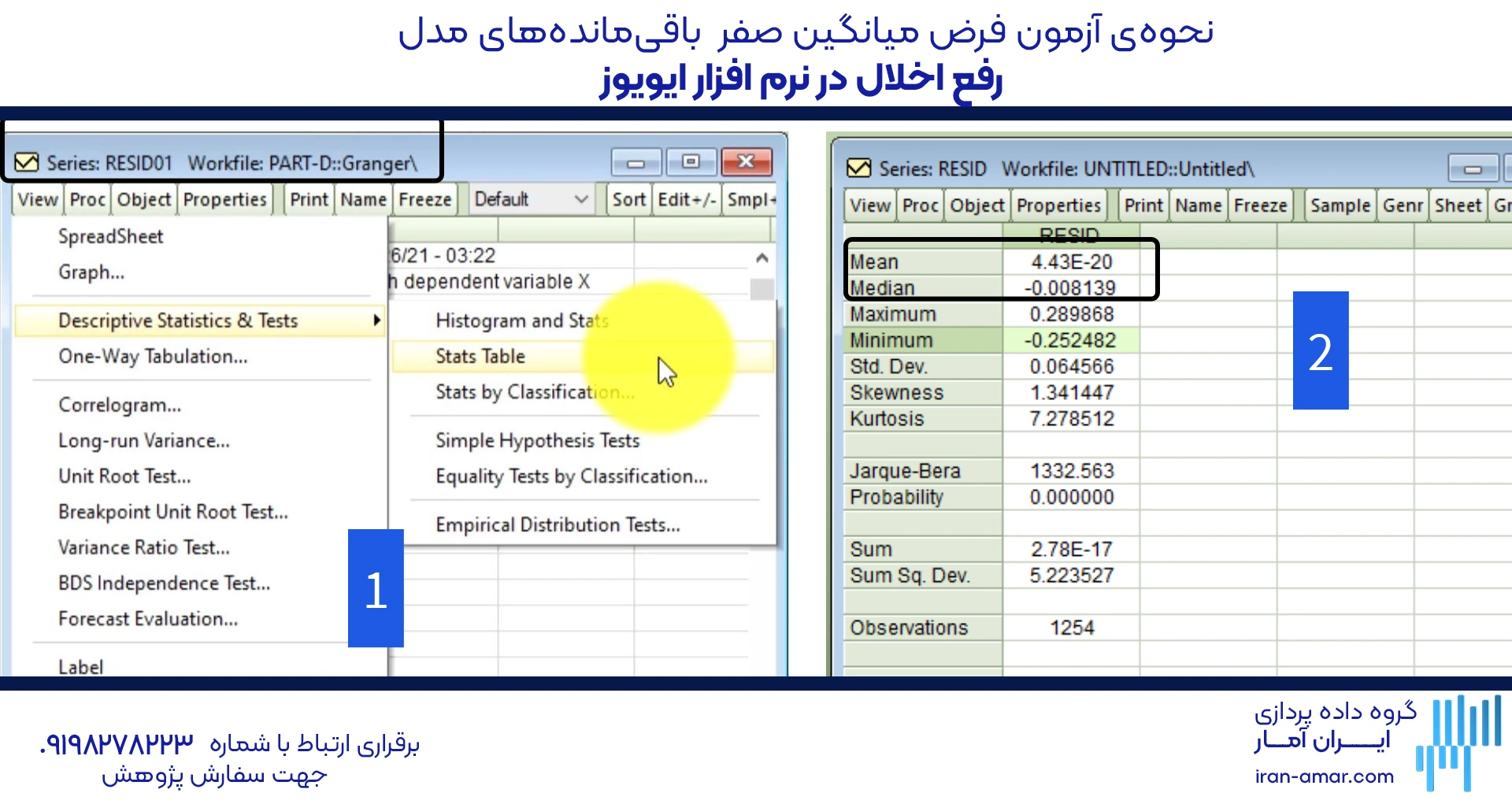 آزمون فرض میانگین صفر جملات اخلال و رفع مشکل