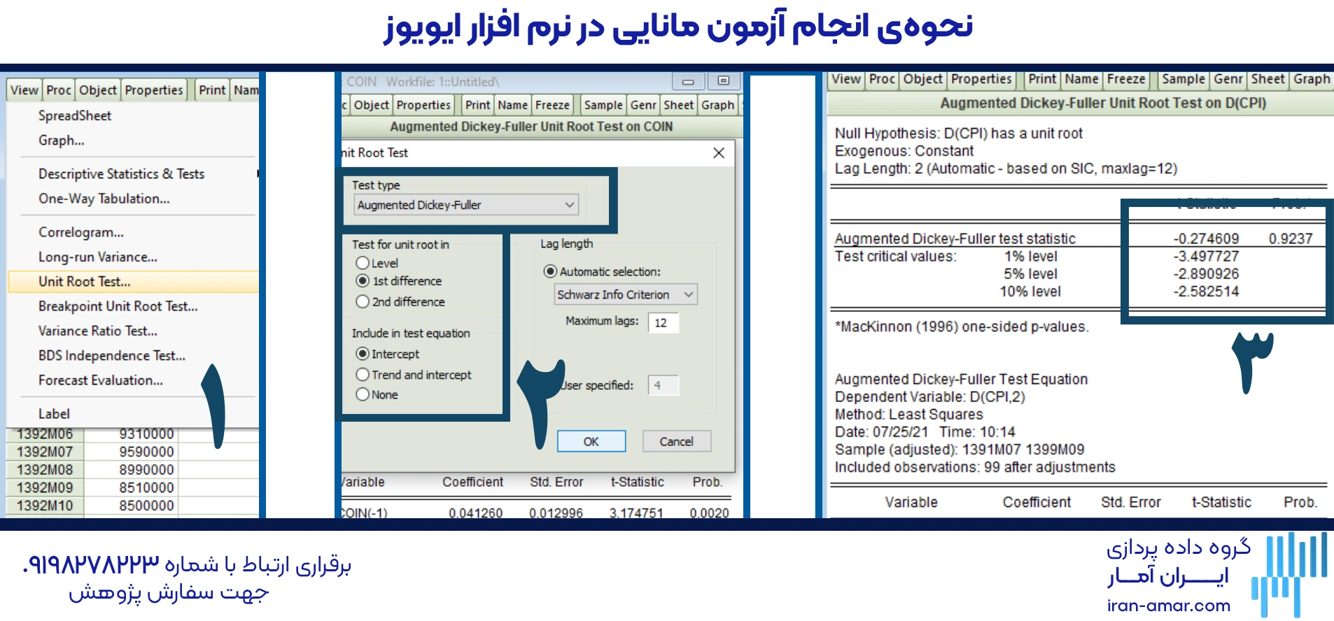نتایج آزمون مانایی